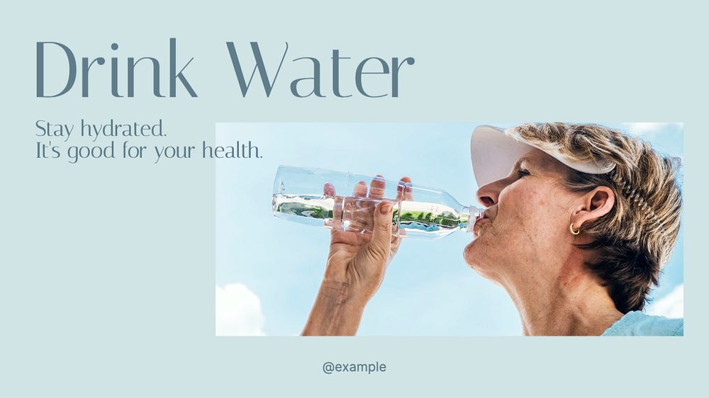 Drink water blog banner template, editable text