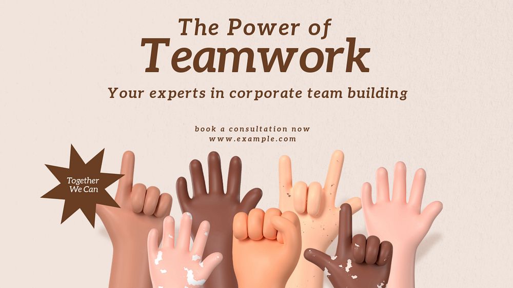 Power of teamwork Facebook cover template, editable design