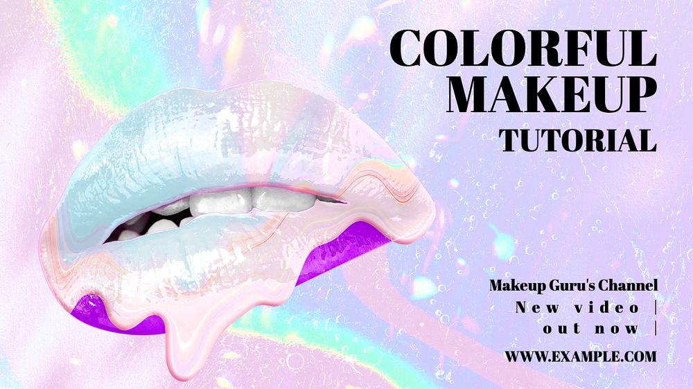 Colorful makeup tutorial Facebook cover template, editable design