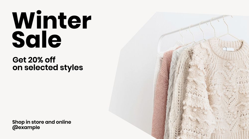 Winter sale blog banner template, editable text