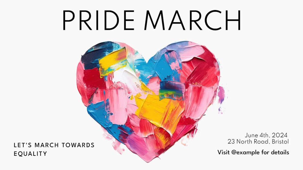 Pride march Facebook cover template, editable design