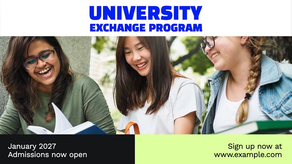 Exchange program blog banner template, editable text