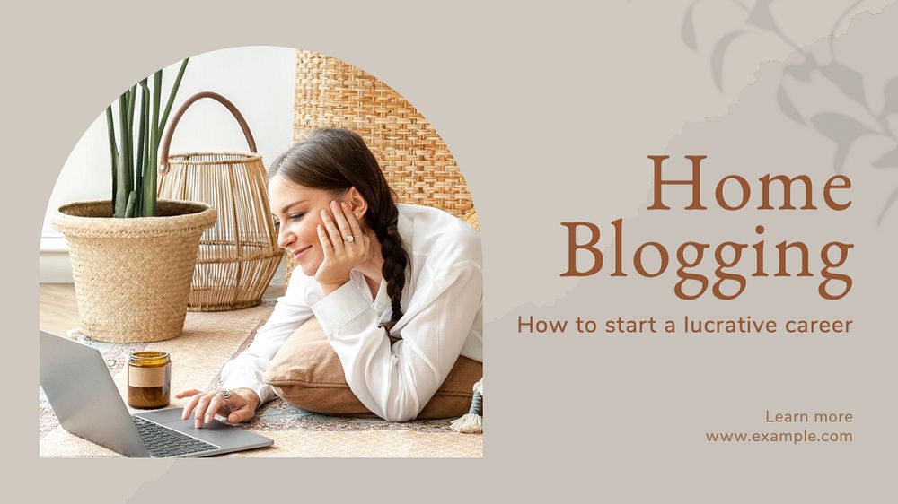 Home blogging blog banner template, editable text