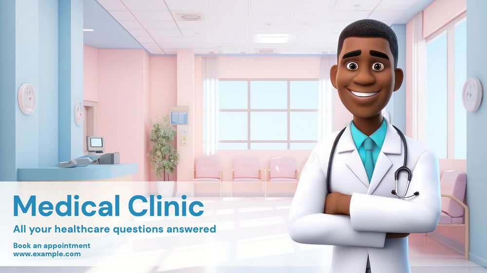 Medical clinic  blog banner template, editable text