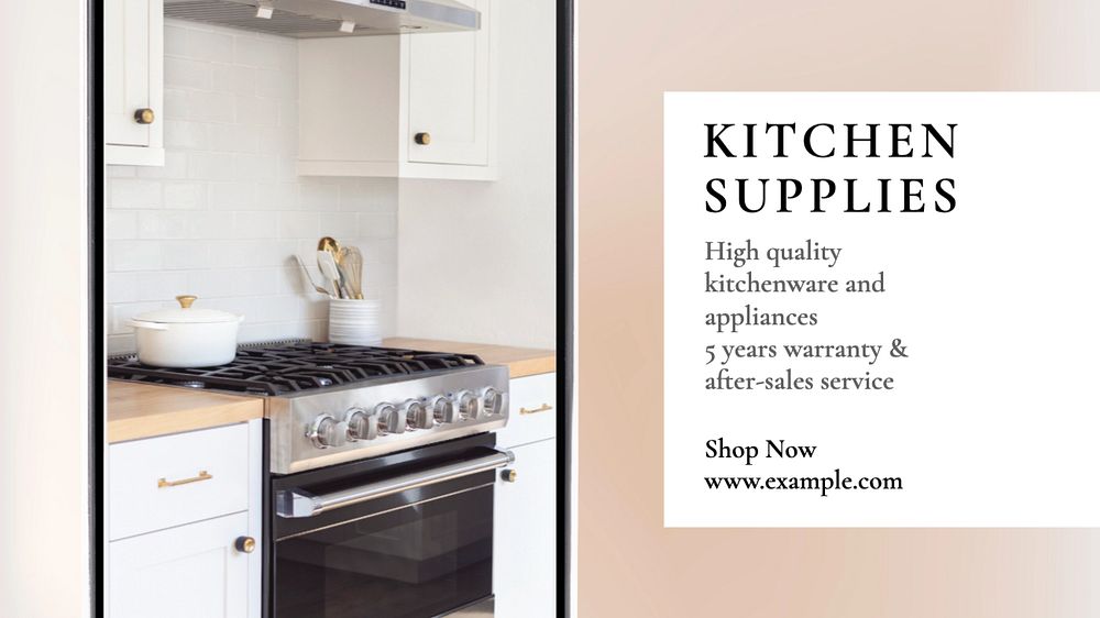 Kitchen supplies  blog banner template, editable text