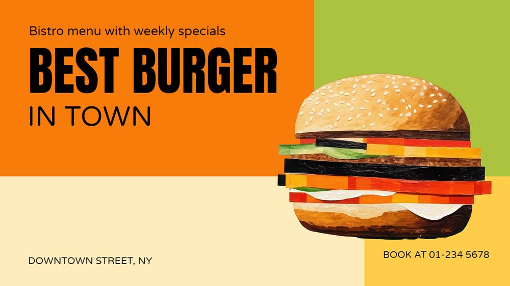 Burger shop Facebook cover template, editable design