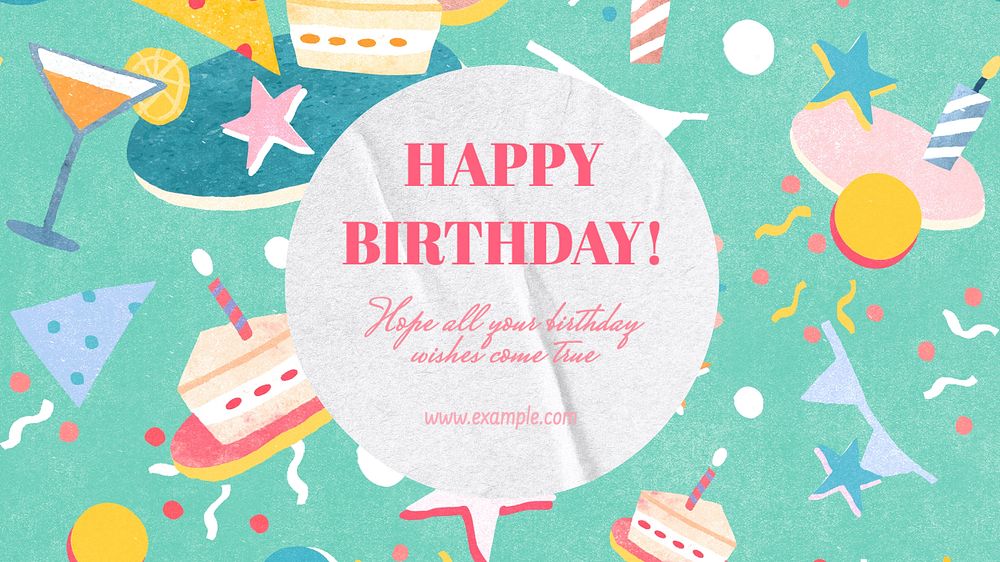 Happy birthday  blog banner template, editable text