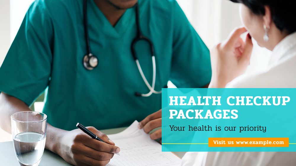 Health checkup packages  blog banner template, editable text