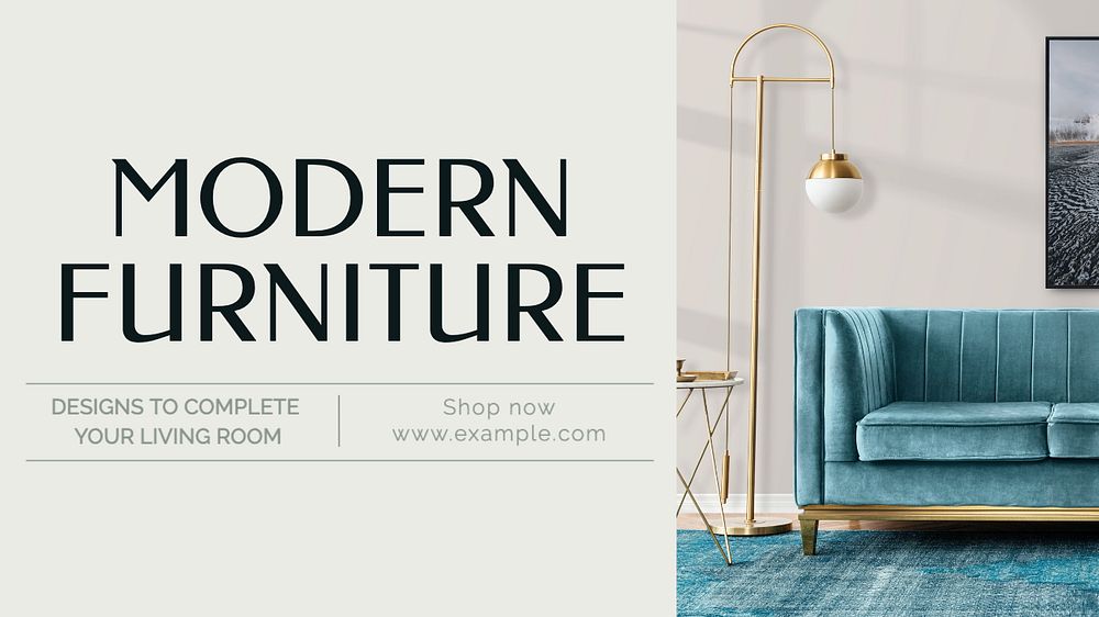 Modern furniture  blog banner template, editable text