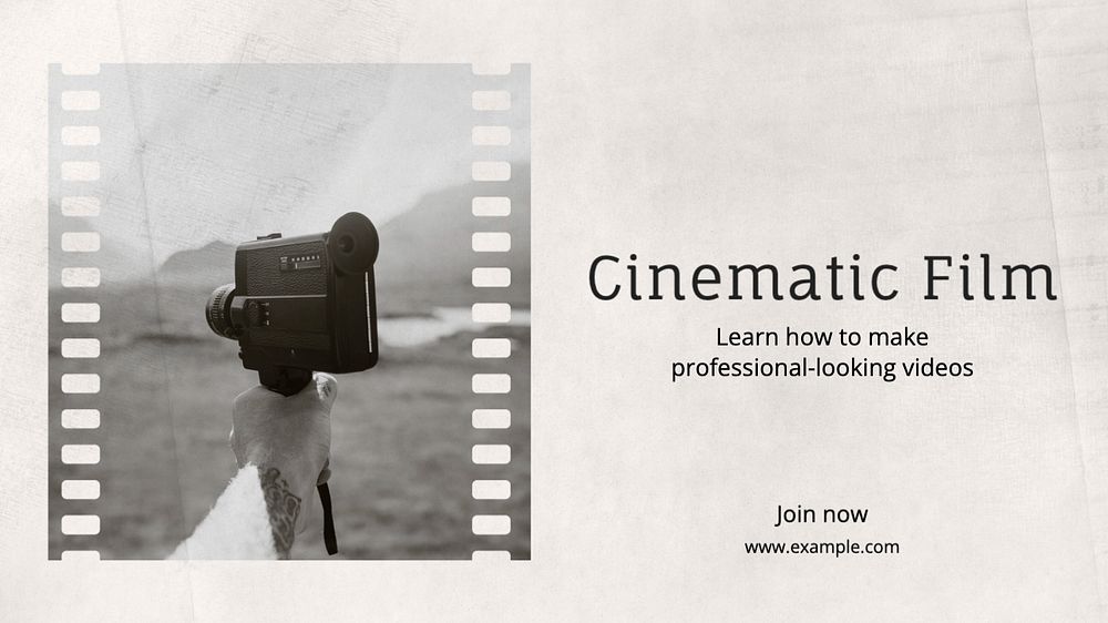 Cinematic Film  blog banner template, editable text