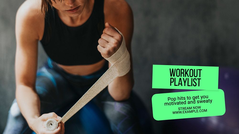 Workout playlist  blog banner template, editable text