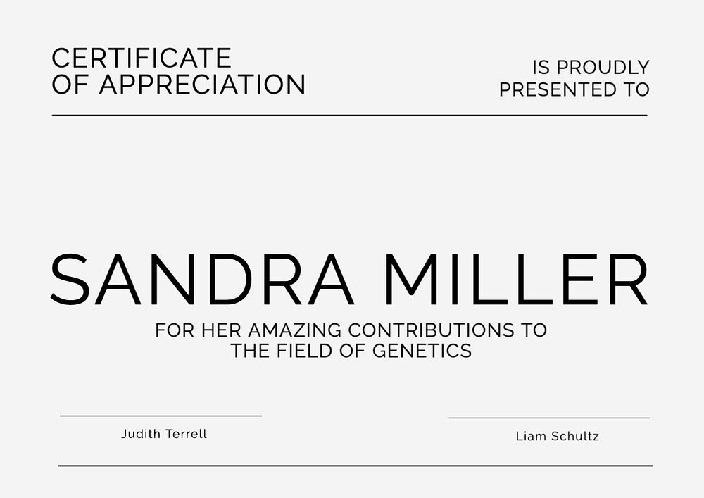 Certificate of appreciation template, editable design