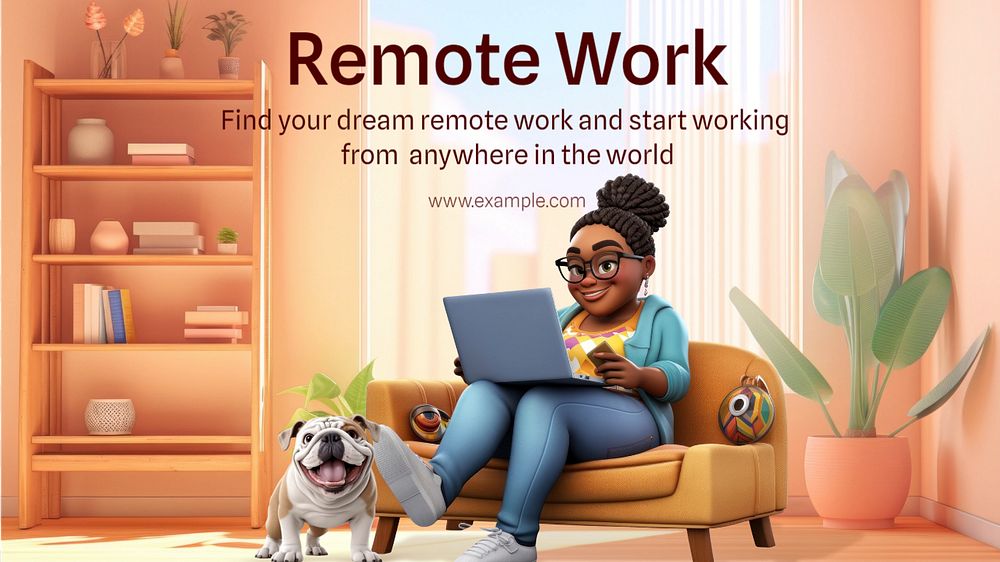 Remote work blog banner template, editable text