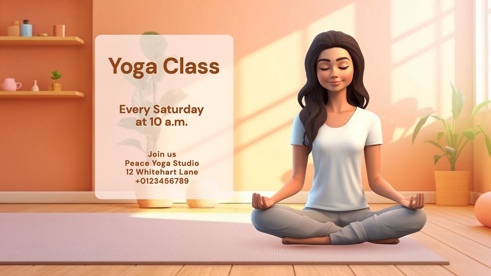 Yoga class  blog banner template, editable text