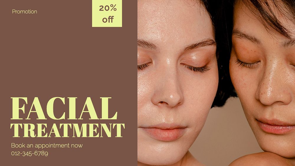 Facial treatment  blog banner template, editable text