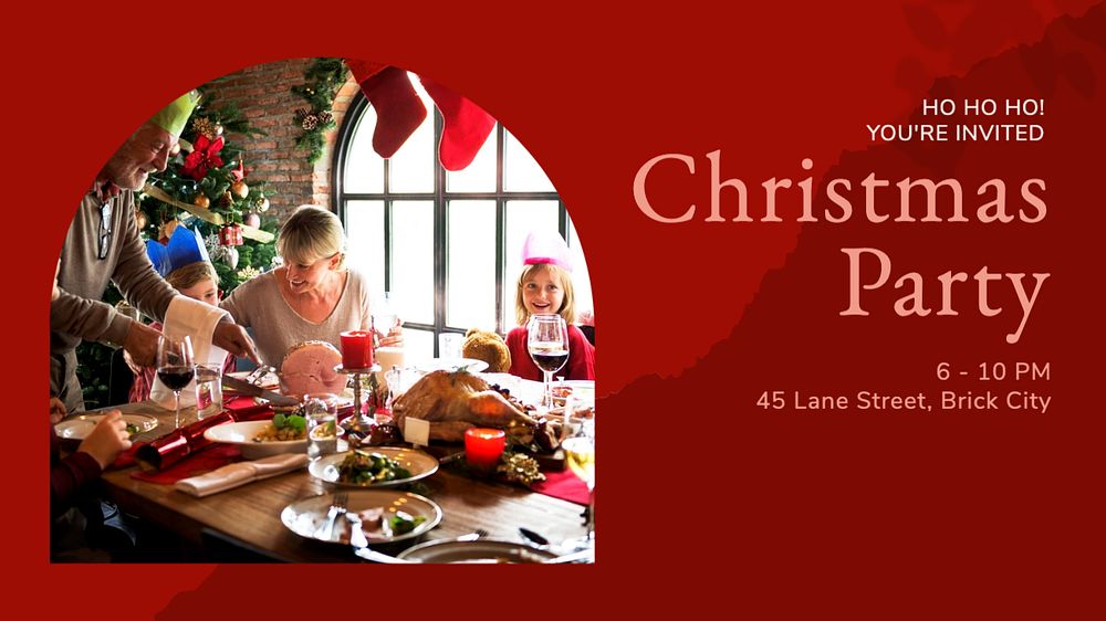 Christmas party  blog banner template, editable text