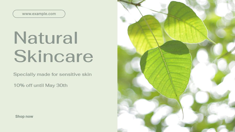 Natural skincare  blog banner template, editable text