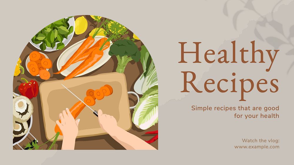 Healthy recipes  blog banner template, editable text