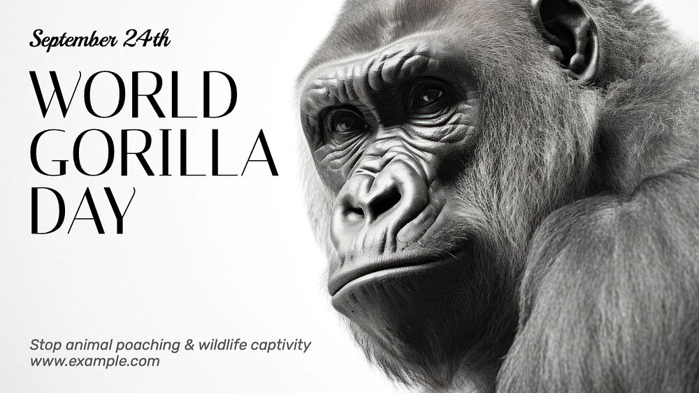 Gorilla day blog banner template, editable text