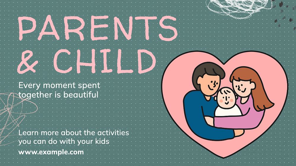 Parents & child Facebook cover template, editable design