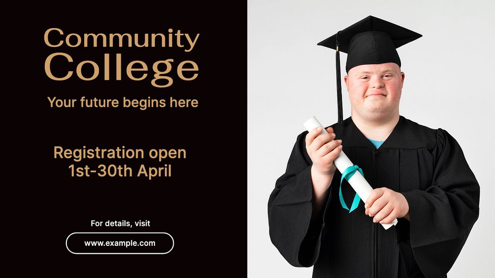 Community college  blog banner template, editable text