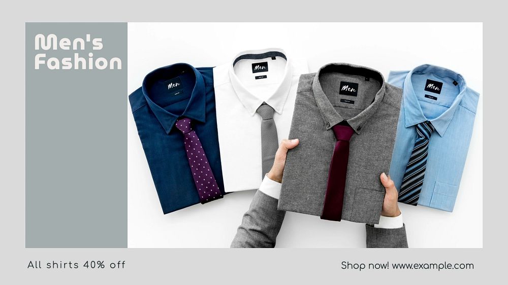 Men's fashion  blog banner template, editable text