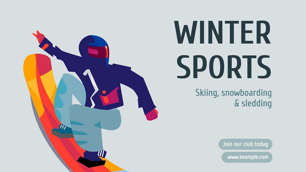 Winter sports Facebook cover template, editable design