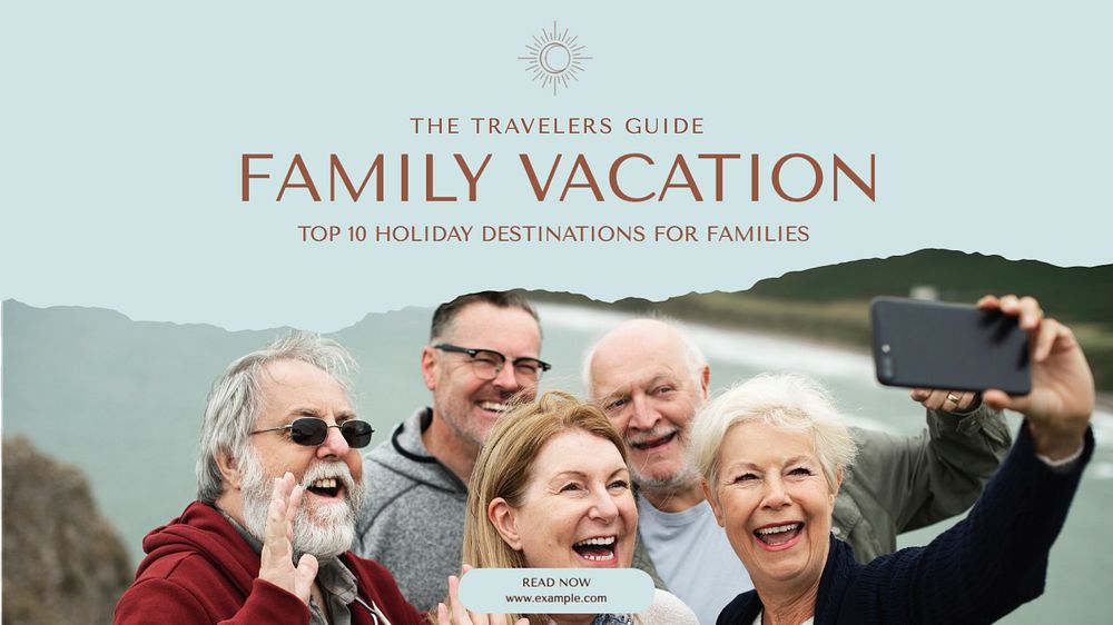 Family vacation  blog banner template, editable text