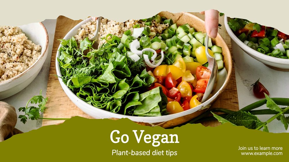 Plant-based vegan diet  blog banner template, editable text