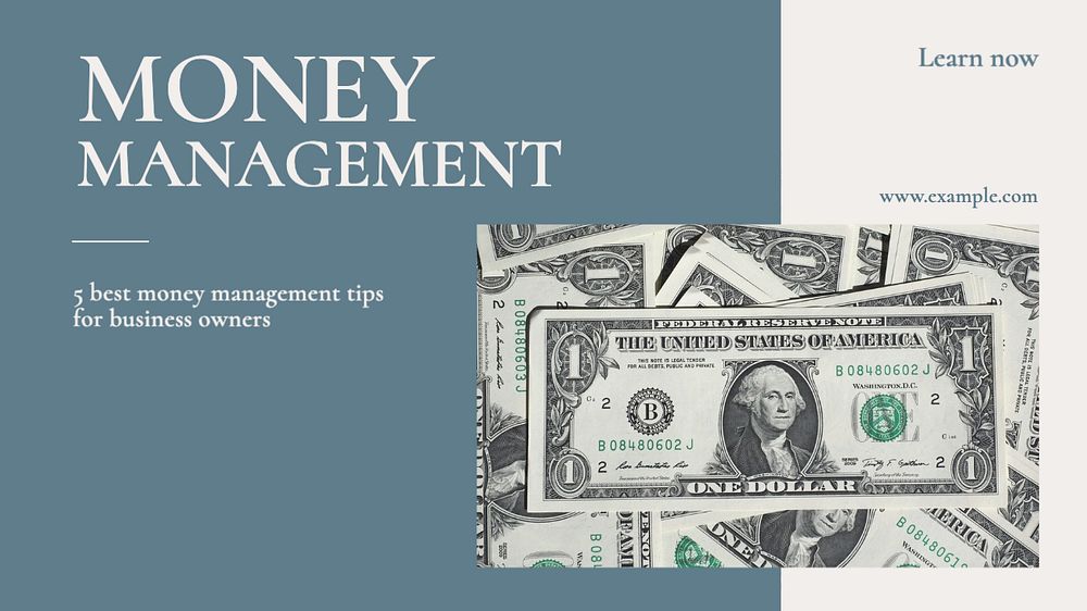 Money management  blog banner template, editable text