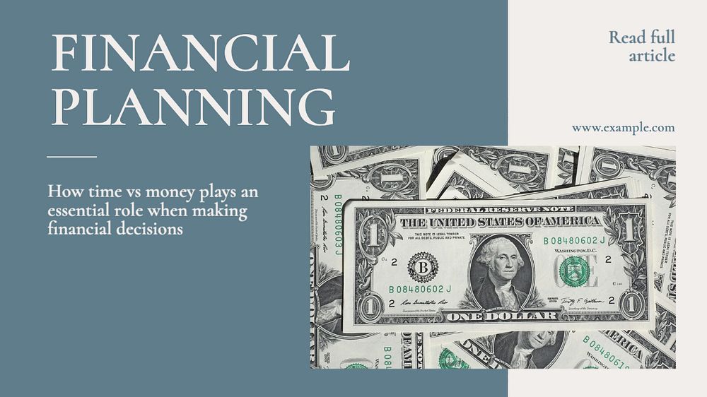 Financial planning  blog banner template, editable text