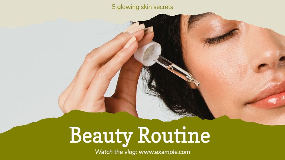 Beauty routine  blog banner template, editable text