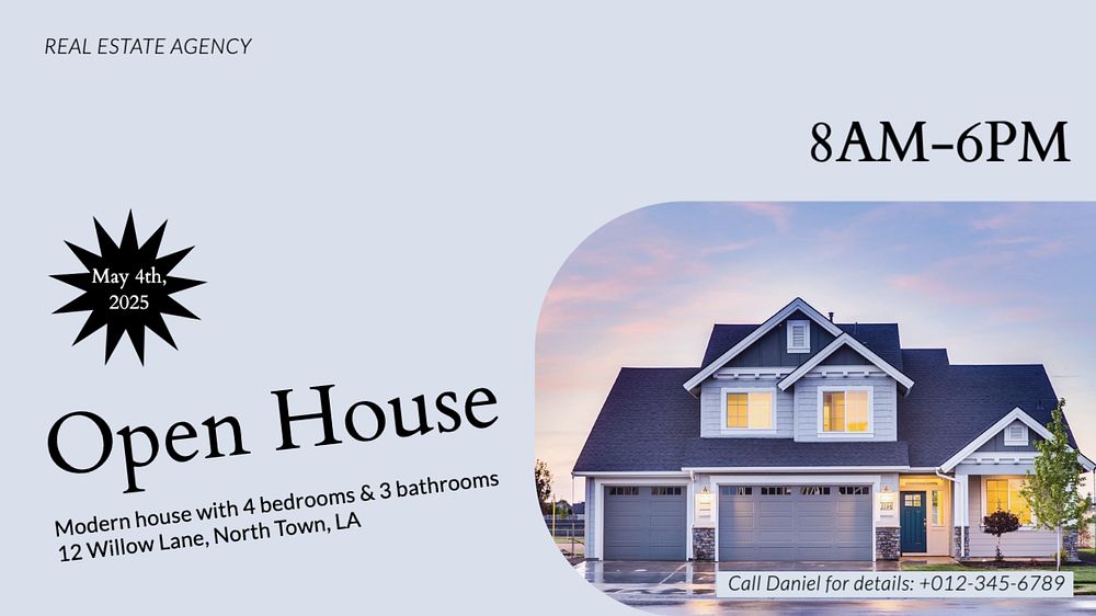 Open house day  blog banner template, editable text