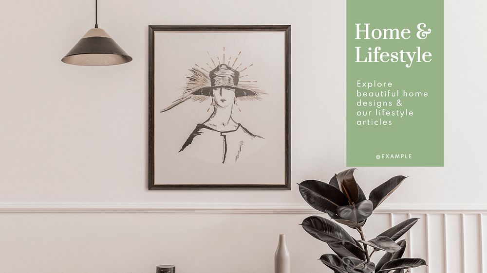 Home & lifestyle  blog banner template, editable text