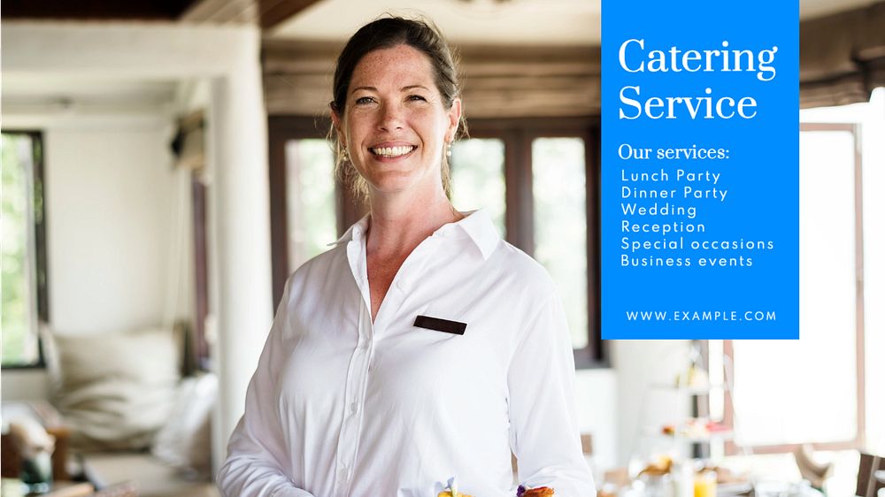 Catering service  blog banner template, editable text