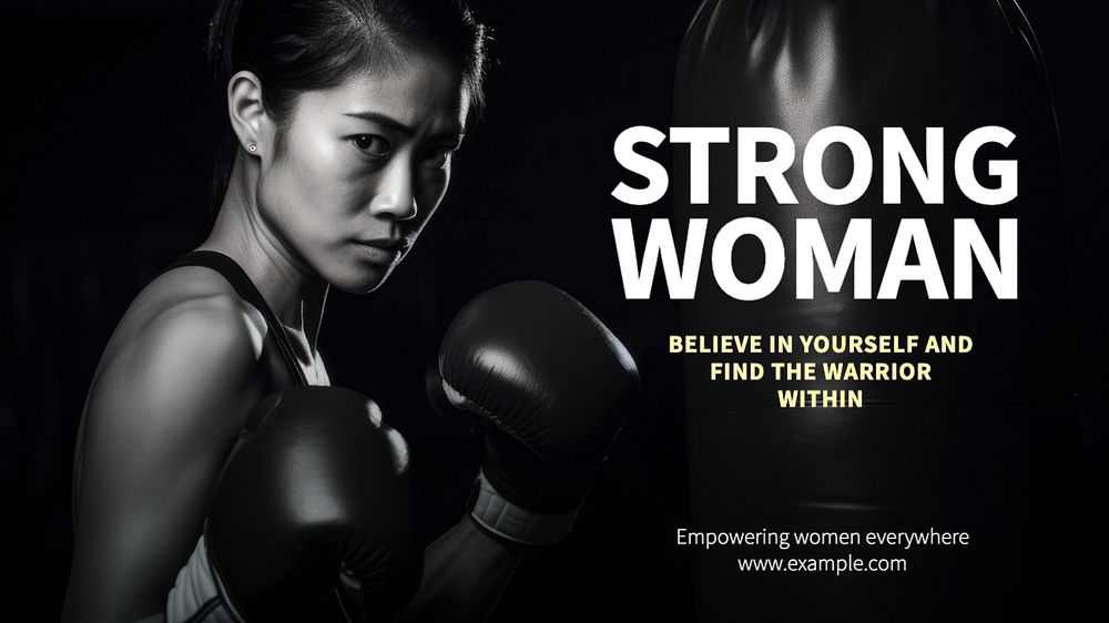 Strong woman blog banner template, editable text