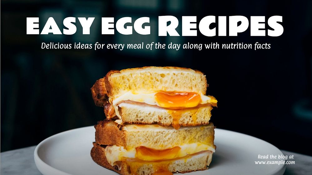 Easy egg recipes  blog banner template, editable text