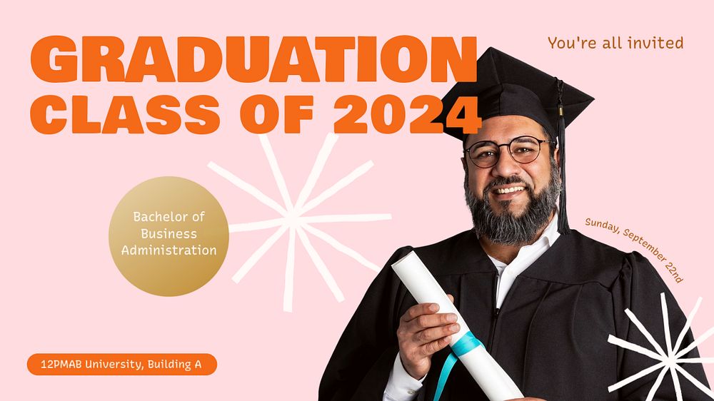 Graduation Facebook cover template, editable design