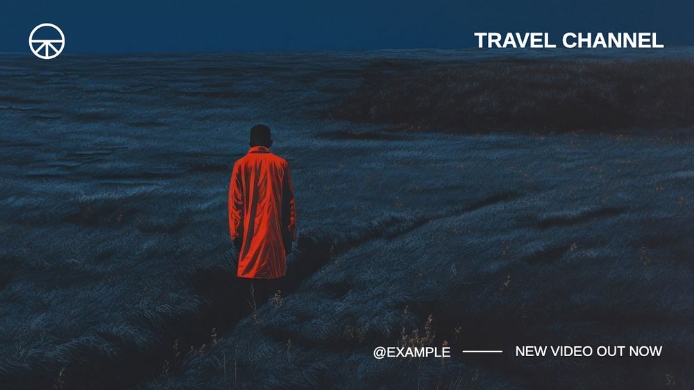 Travel channel Youtube cover template, editable design