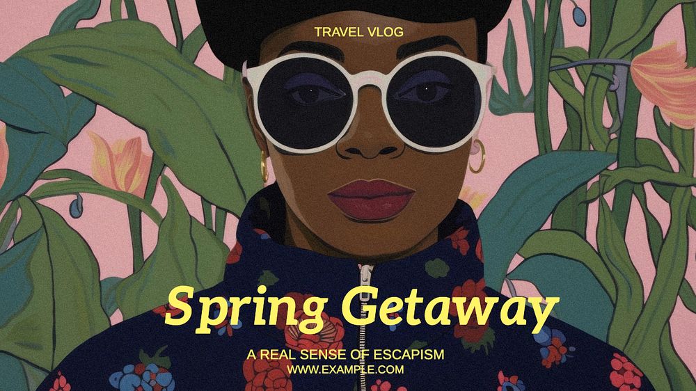 Spring Getaway Youtube cover template, editable design