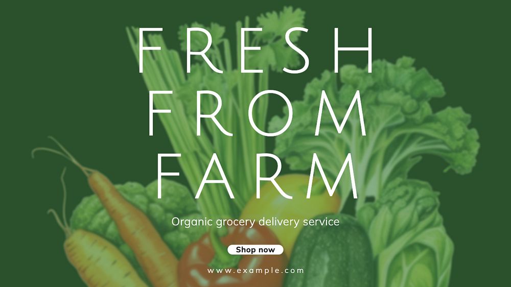 Organic supermarket Facebook cover template, editable design