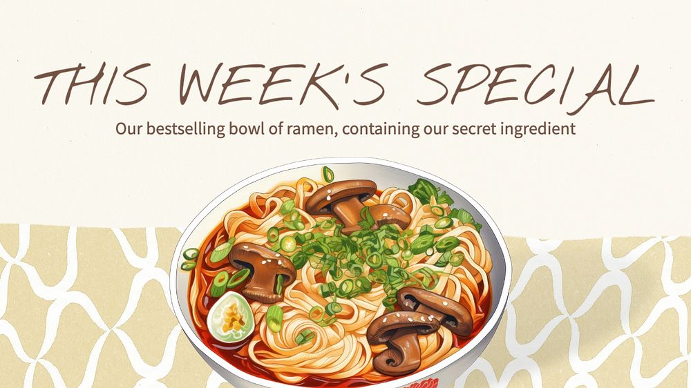 Ramen food Facebook cover template, editable design