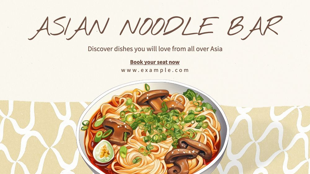 Asian noodle bar Facebook cover template, editable design