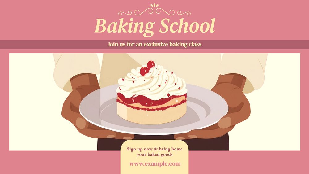 Baking school Facebook cover template, editable design