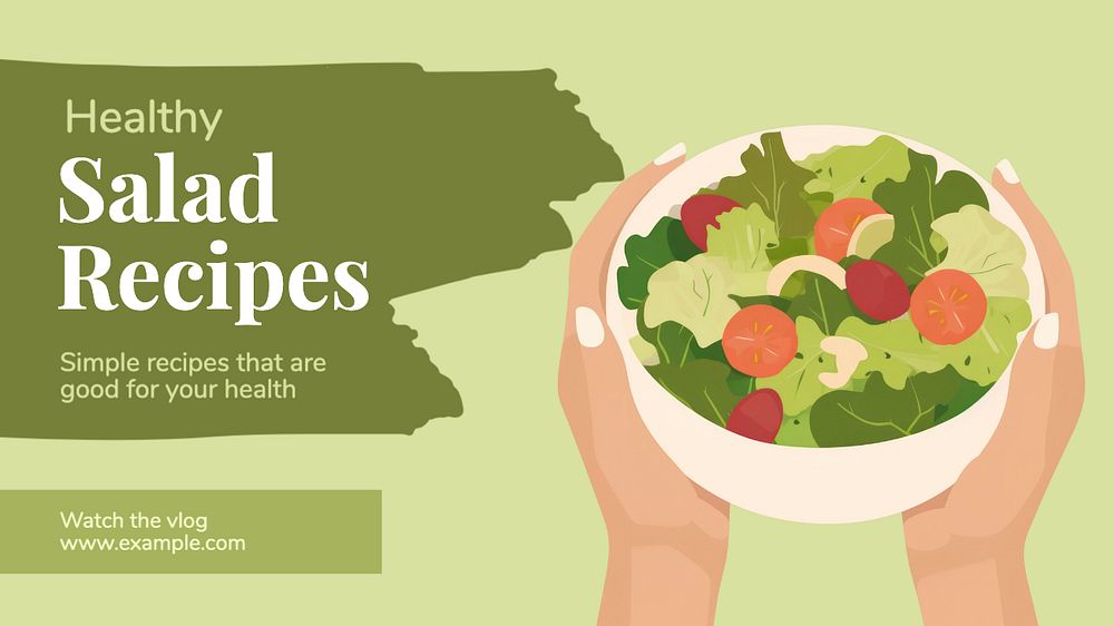 Healthy salad recipes Facebook cover template, editable design