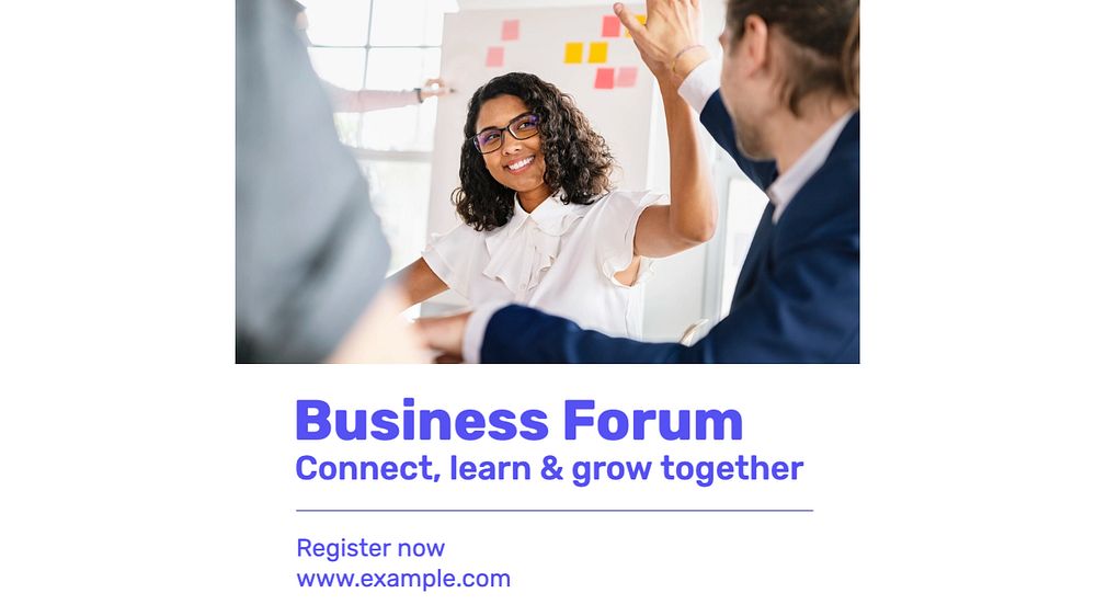 Business forum blog banner template, editable text