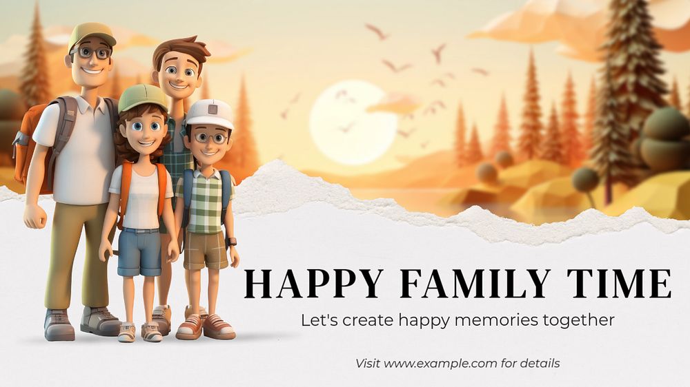 Happy family time blog banner template, editable text