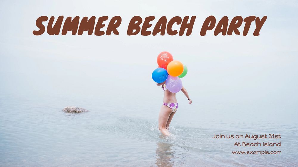 Beach party  blog banner template, editable text