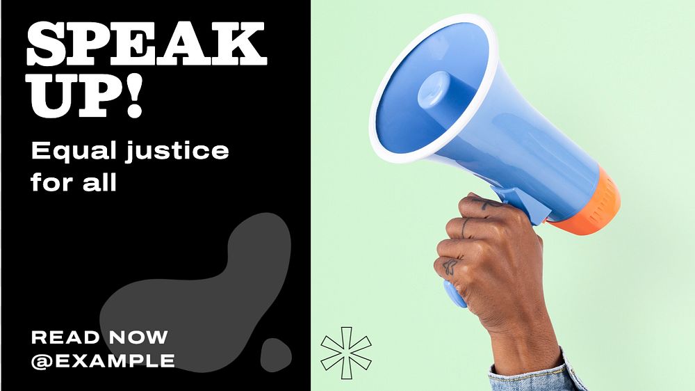 Speak up! blog banner template, editable text