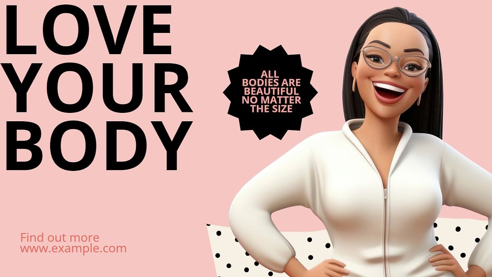 Love your body Facebook cover template, editable design